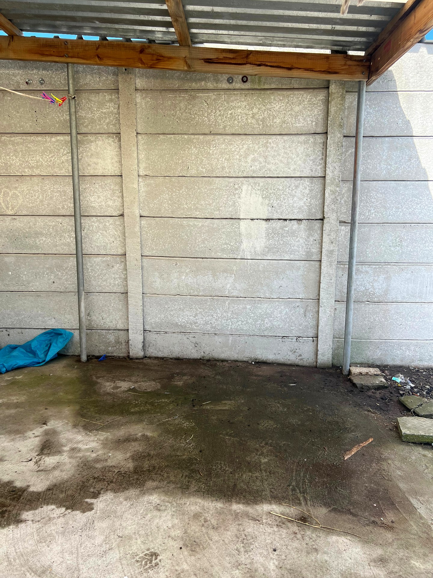 Empty, swept driveway after clean up
